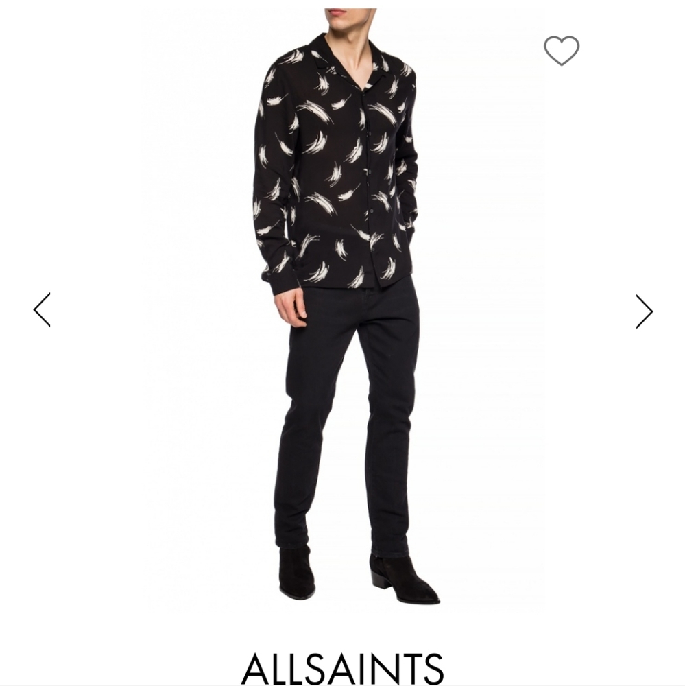 All Saints STROKE PATTERNED SHIRT Black White